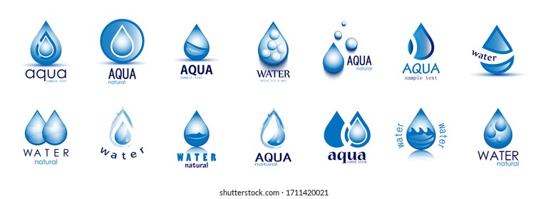 Water Drop Vector Set - Isolated On White Background. Vector Collection Of Flat Water Drop Logo. Icons For Droplet, Water Design, Rain, Raindrop, Company Logo And Drop Design