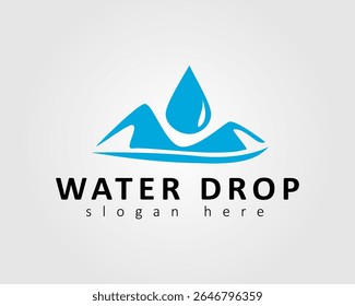 Gota de agua con vista Icono de concepto de montaña Empresa de negocios