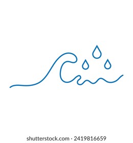 Water drop , wave, line icon vector. 