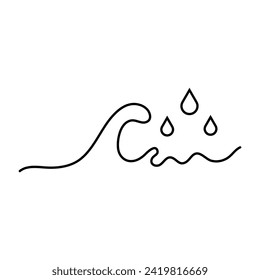 Lanzamiento de agua, onda, vector de icono de línea. 