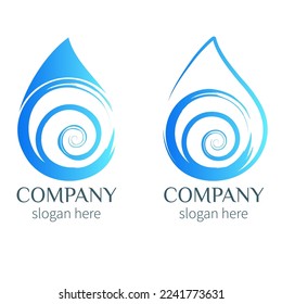 Cae agua con el diseño del logo de la ola.