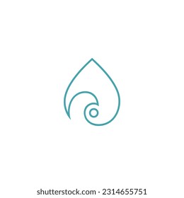 water drop wave logo in minimalist and simple line art style