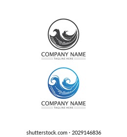 Diseño de ilustraciones vectoriales de plantillas de logotipo de caída de agua y oleaje
