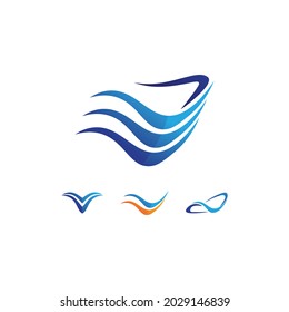 Diseño de ilustraciones vectoriales de plantillas de logotipo de caída de agua y oleaje