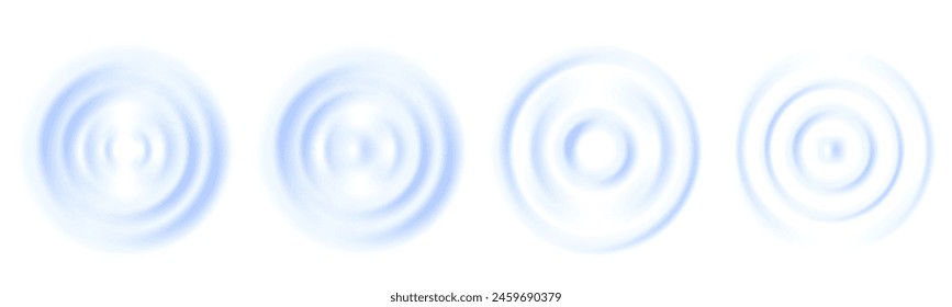 Water drop wave splash effects. Realistic water ripple. Sound waves over transparent background