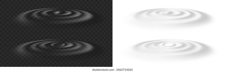 Water drop wave splash effects. Realistic water ripple. Waves over transparent background