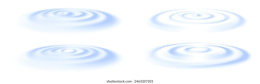 Water drop wave splash effects. Realistic water ripple. Waves over transparent background