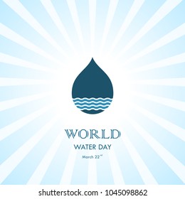Water drop with water waves icon vector logo design template.World Water Day icon.World Water Day idea campaign for greeting card and poster.Vector illustration
