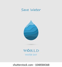 Water drop with water waves icon vector logo design template.World Water Day icon.World Water Day idea campaign for greeting card and poster.Vector illustration