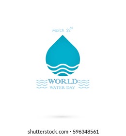 Water drop with water waves icon vector logo design template.World Water Day idea campaign for greeting card and poster.Vector illustration