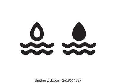 Water Drop and Waves Minimalist Icon Vector