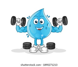 water drop weight training illustration. character vector