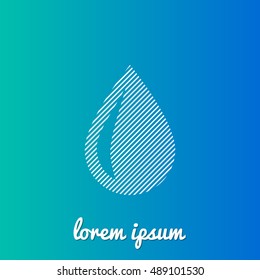 Water Drop White stroke fill with blue & green gradient background Icon / Logo Design