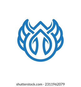 El agua cae con forma de ala Diseño creativo y un logo único. Diseño de ilustración de vector de plantilla de logotipo