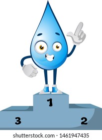 Water drop is winner, illustration, vector on white background.