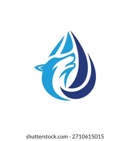 water drop with wolf head logo