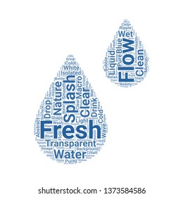 water drop word cloud. tag cloud about water drop