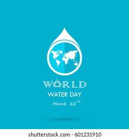Water drop with world icon vector logo design template.World Water Day icon.World Water Day idea campaign for greeting card and poster.Vector illustration