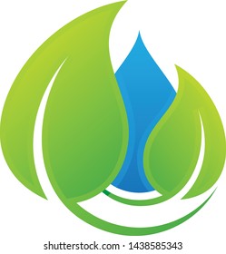 Water drop wrapped in leaves vector design on the white background. Nature vector icon for industries symbol. Vector illustration EPS.8 EPS.10