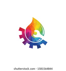 Water drop and wrench vector logo design. Sanitary logo vector symbol icon.	
