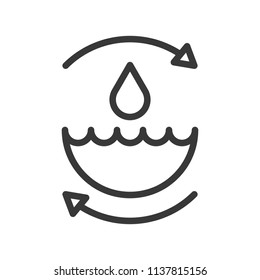 Water droplet and arrow, save or recycle water icon
