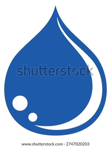 Water droplet. Blue raindrop shape. Clean symbol