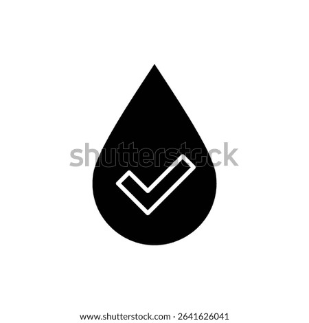 Water Droplet with Check Mark Icon Representing Hydration Goal Achieved