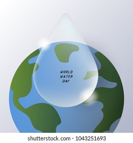 water droplet and earth on white gradient background with text ,vector illustration,world water day