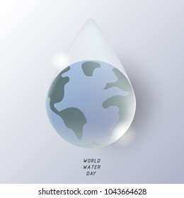 water droplet and earth on white gradient background with text ,vector illustration,world water day