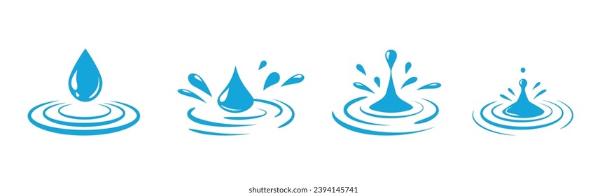 Water droplet fall fx logo animation. Moisture drop ripple icon vector