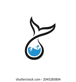 water droplet and fish logo design