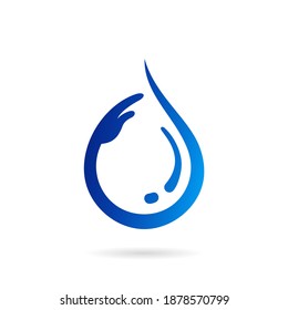 gota de agua con icono del vector de mano