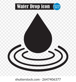 Water droplet icon. Vector of water drop icon. drop icon representing freshness and purity. PNG. Eps 10