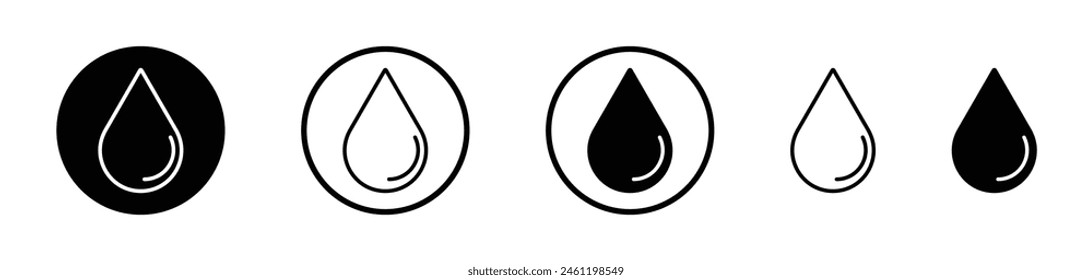 Water Droplet Icons. Liquid Drop and Drip Vector Symbols.