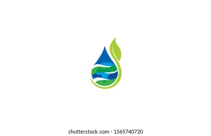 water droplet with leaf element icons business logo - Vector