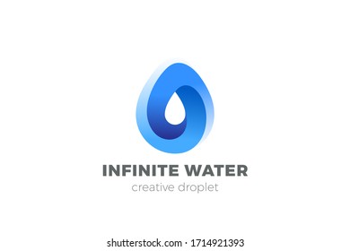 Water Droplet Logo design infinity vector template. Natural Mineral Aqua Drink Oil Drop Liquid Energy Logotype infinite loop concept icon.