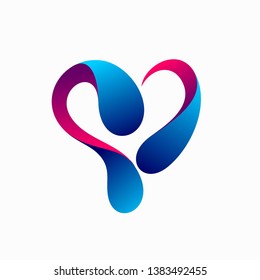 Water Droplet Logo Forms The Heart Concept