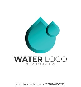 Wassertropfen Logo Vektor - Modernes Aqua Teal Gradient Liquid Eco Symbol