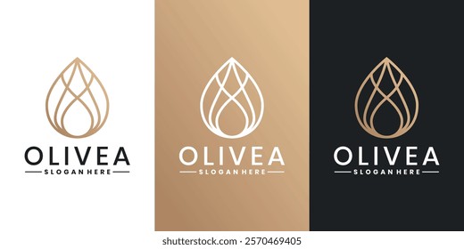 Water droplet, olive oil logo design template