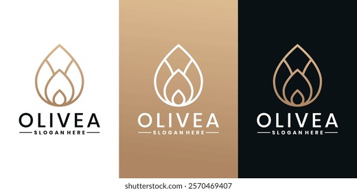 Water droplet, olive oil logo design template