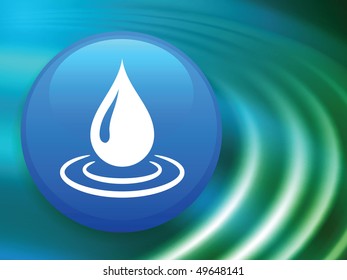 Water Droplet on Abstract Liquid Wave Background Original Vector Illustration