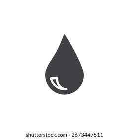 Wassertropfen, festes Symbol. Glyphe, Vektorsymbol, das eine fette Tropfenform anzeigt. Dieses Symbol steht symbolisch für Reinheit, Feuchtigkeit und Natur.