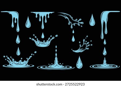 Ilustração de vetor de efeitos de splash de gota de água