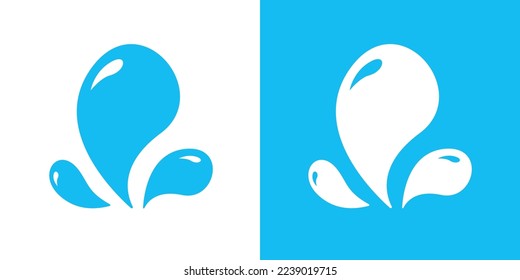 Water Droplet Splash Icon White Blue Flat Isolated Vector