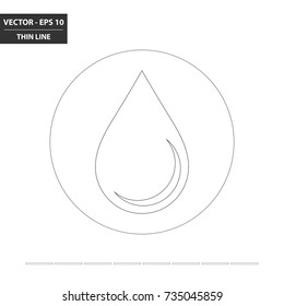 Water droplet thin line flat icon. Vector Illustration.