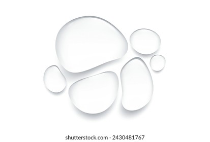 Water Droplet: Transparent Liquid, Bubble, Purity, Serum Reflection on Surface. Vector Illustration