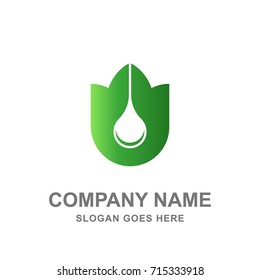 Water Droplet in Tulip Flower Medical Nature Logo Icon Vector 