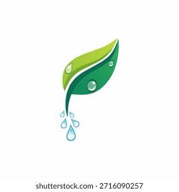 Logotipo del Vector de la gotita de agua de la hoja 