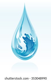 Water Droplet-Abstract composition of droplet filled with splashing clean water