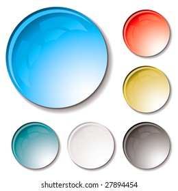 Water droplets in different colours with a shadow and can be used as web icons